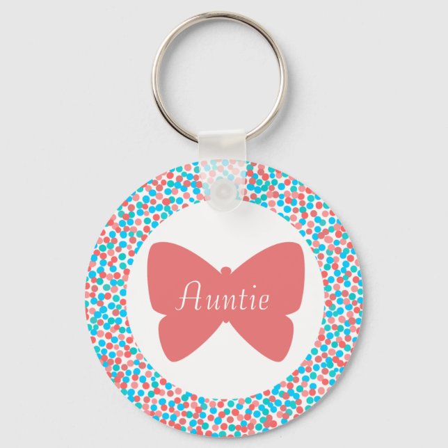 Auntie Butterfly Dots Keychain - 369 (Front)