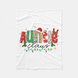 Auntie Claus Aunt Christmas Lights Pajama Family M Fleece Blanket