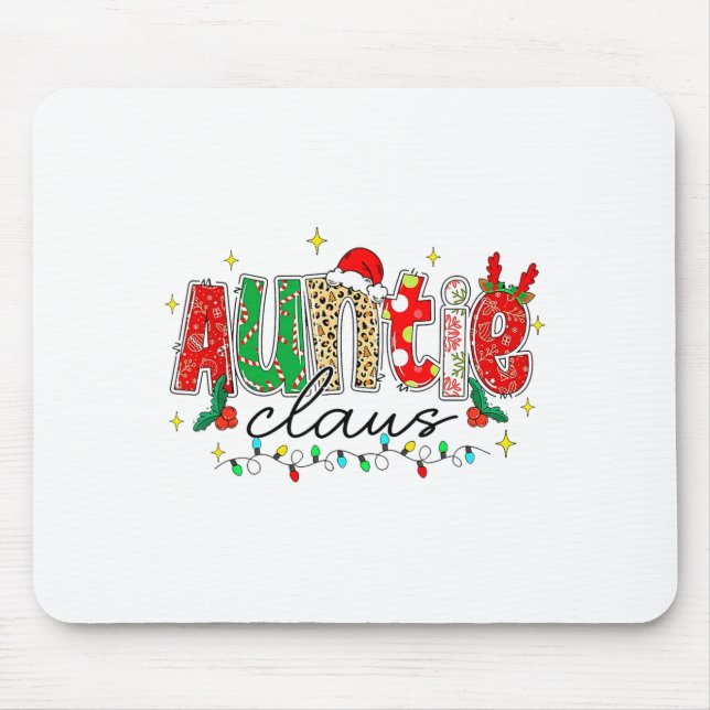 Auntie Claus Aunt Christmas Lights Pajama Family M Mouse Pad (Front)