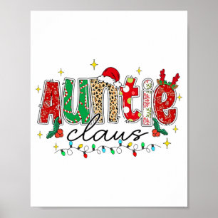 Auntie Claus Aunt Christmas Lights Pajama Family M Poster