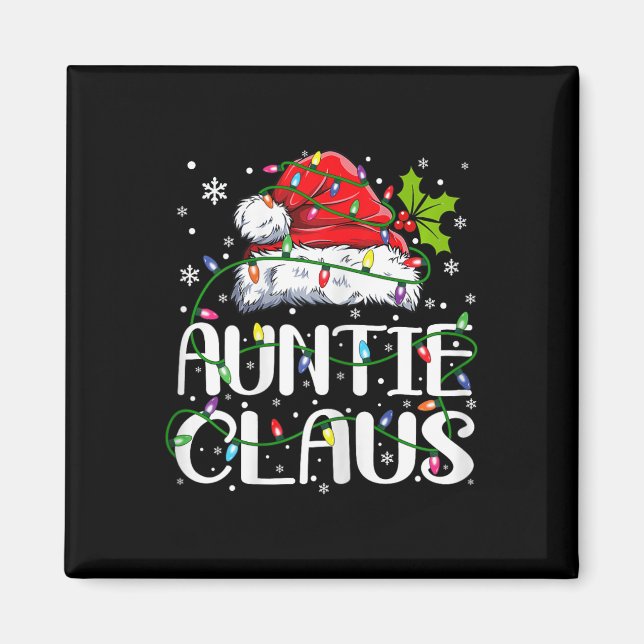 Auntie Claus Christmas Lights Pajama Family Matchi Magnet (Front)