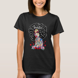 Auntie Cute Afro African American Woman Flowers Mo T-Shirt