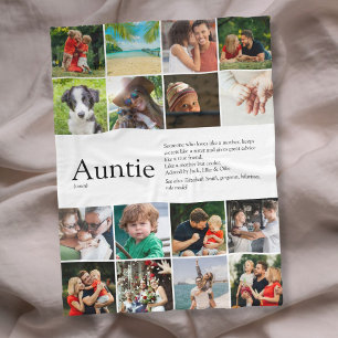 Auntie Definition Quote Photo Collage Fleece Blanket