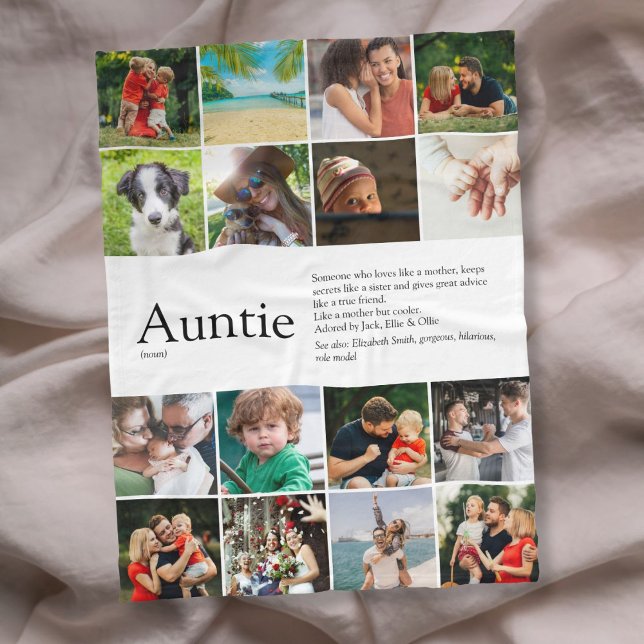 Auntie Definition Quote Photo Collage Fleece Blanket (Auntie Definition Quote Photo Collage Fleece Blanket)