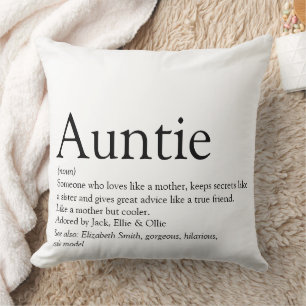 Auntie Definition Saying Black and White Large Cushion