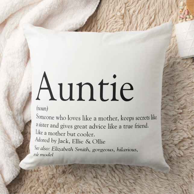 Auntie Definition Saying Black and White Large Cushion (Blanket)