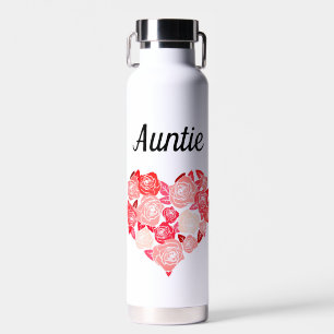 Auntie drink tumbler with floral heart water bottle