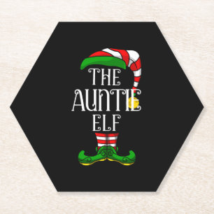 Auntie Elf Family Matching Christmas Group Paper Coaster