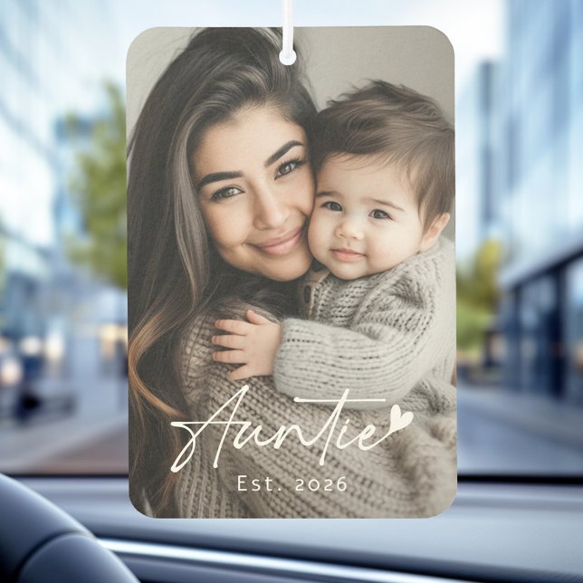 Auntie Est year handwritten script heart Car Air Freshener (Auntie Est year handwritten script heart Air Freshener)