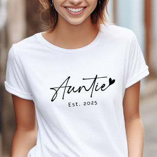 Auntie Est year handwritten script heart T-Shirt