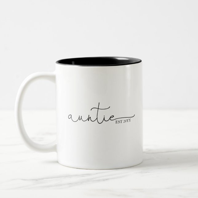 Auntie Established | Aunt Gift Two-Tone Coffee Mug (Left)
