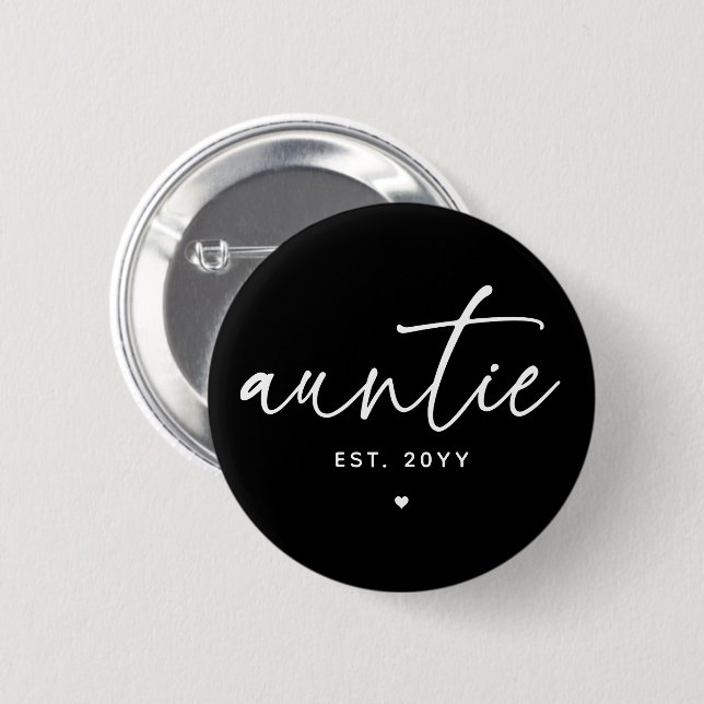 Auntie Established Elegant Typography New Aunt 6 Cm Round Badge (Front & Back)