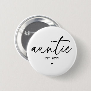 Auntie Established Elegant Typography New Aunt 6 Cm Round Badge