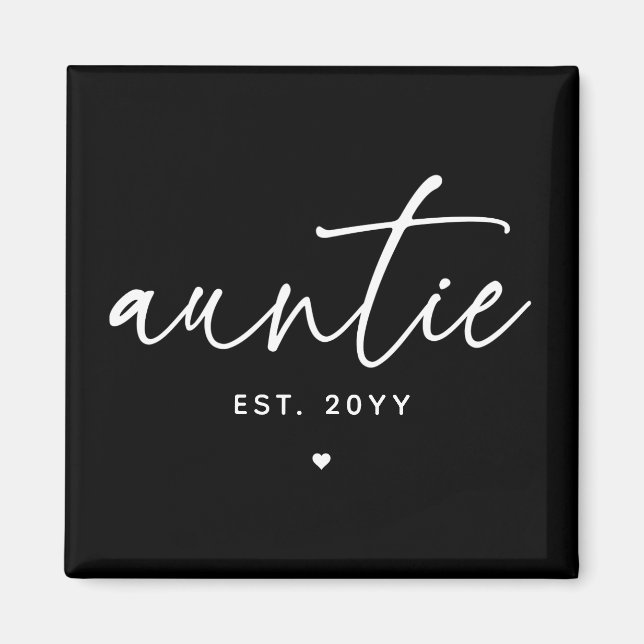 Auntie Established Elegant Typography New Aunt Magnet (Front)