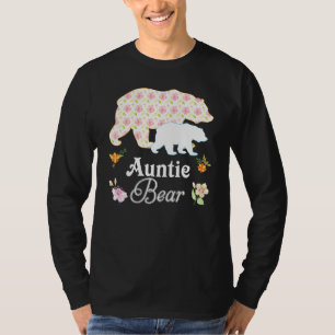 Auntie Floral Flower Bear Cute Family Mummy Grandm T-Shirt