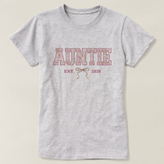 Auntie Floral Varsity Letter Coquette Bow Custom T-Shirt