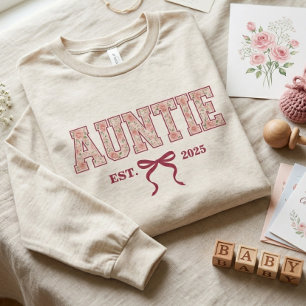 Auntie Floral Varsity Letter Coquette Bow Custom Tri-Blend Shirt
