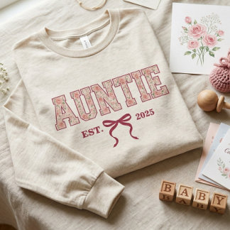 Auntie Floral Varsity Letter Coquette Bow Custom Tri-Blend Shirt