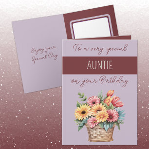 Auntie gerbera purple burgundy birthday card