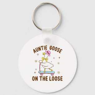 Auntie Goose On The Loose Funny Birthday Matching Key Ring