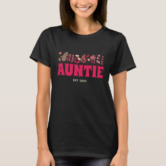Auntie Groovy Pink Flower Vintage Floral Aunt T-Shirt