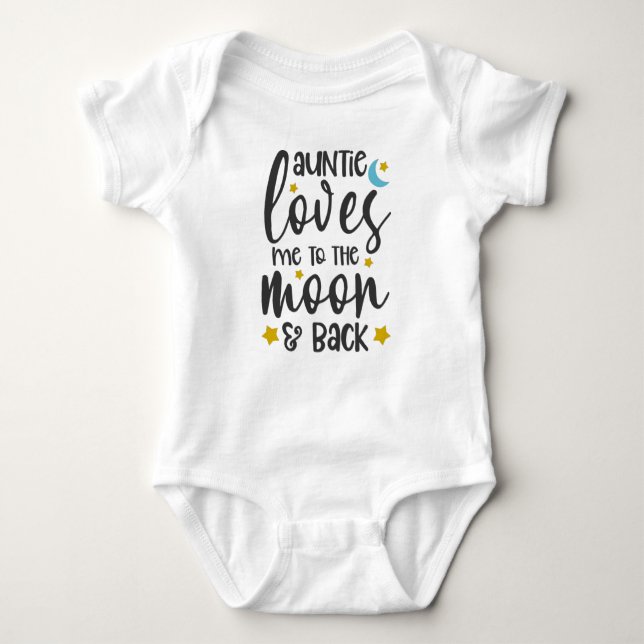 Auntie Loves Me To The Moon And Back Baby Bodysuit (Front)
