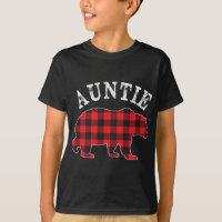 Auntie Mama Bear RED Black Buffalo Plaid Chequered