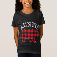 Auntie Mama Bear RED Black Buffalo Plaid Chequered