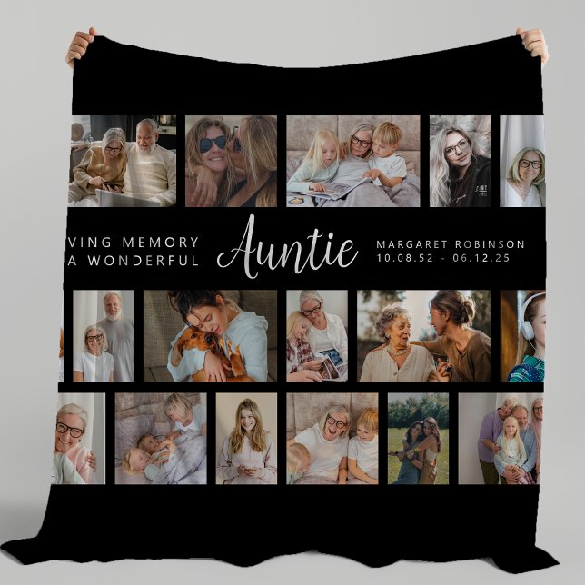 Auntie Memorial 18 Photo Collage Fleece Blanket (Creator Uploaded)