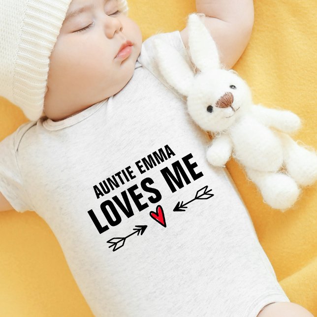Auntie Name Loves Me Baby Bodysuit (Auntie Name Loves Me Baby Bodysuit)