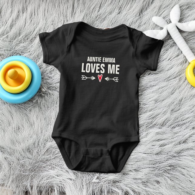 Auntie Name Loves Me Baby Bodysuit (Auntie Name Loves Me Baby Bodysuit)