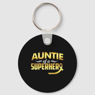 Auntie Of A Superhero Childhood Cancer Awareness Key Ring