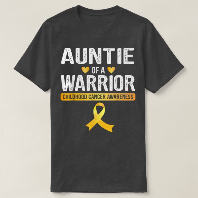 Auntie Of A Warrior Childhood Cancer Ribbon 18 T-Shirt (Design Front)