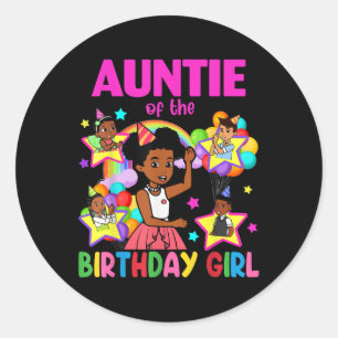 Auntie Of Birthday Girl Gracie Birthday Dolls Girl Classic Round Sticker