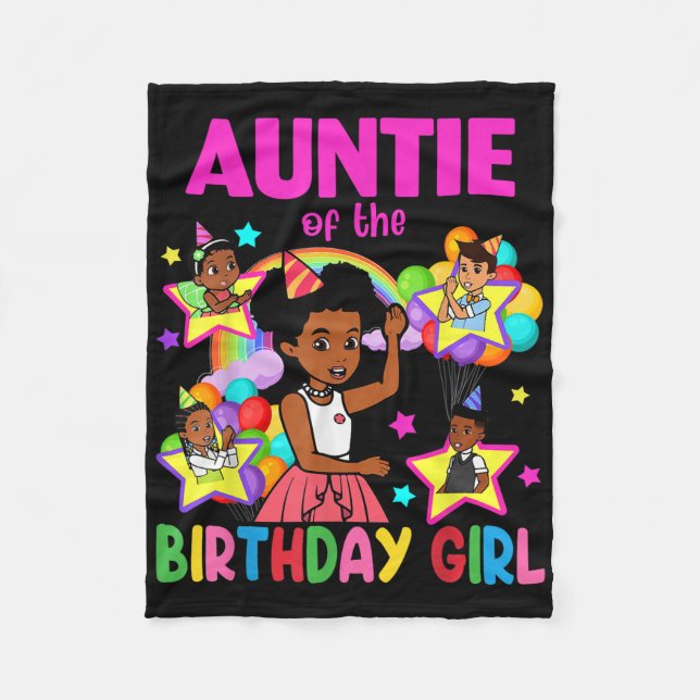 Auntie Of Birthday Girl Gracie Birthday Dolls Girl Fleece Blanket (Front)