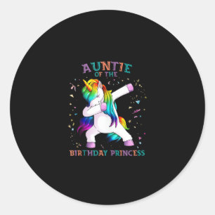 Auntie of Birthday Princess Dab Unicorn Aunt Rainb Classic Round Sticker