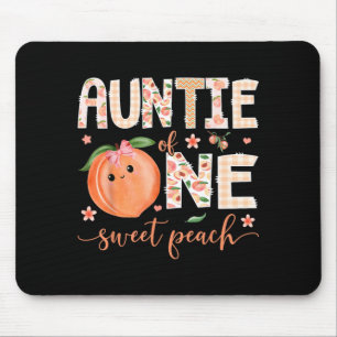 Auntie Of One Sweet Peach 1st Birthday Girl Party Mouse Pad
