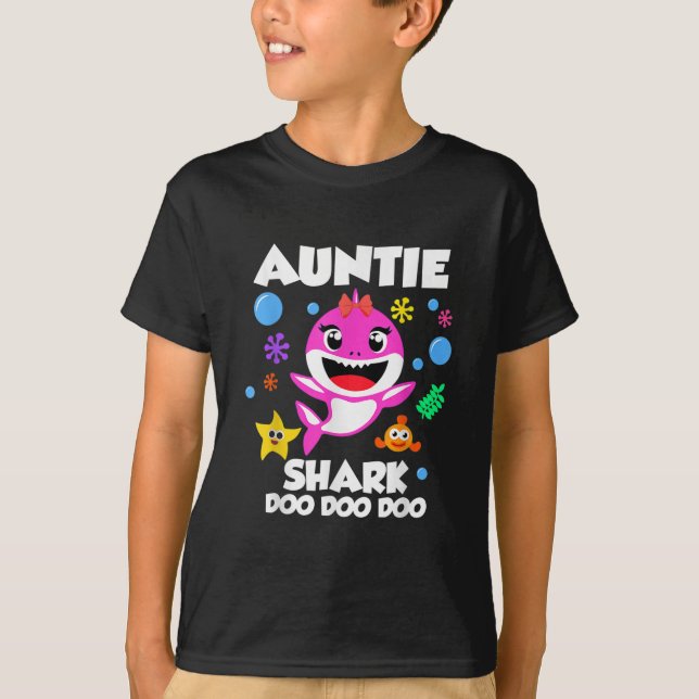 Auntie Of The Baby Shark Birthday Auntie Shark  T-Shirt (Front)