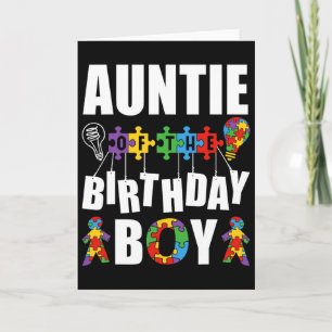Auntie Of The Birthday Boy Autism Awareness Celebr Card