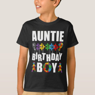 Auntie Of The Birthday Boy Autism Awareness Celebr T-Shirt