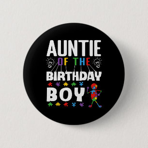 Auntie Of The Birthday Boy Autism Awareness Puzzle 6 Cm Round Badge
