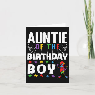 Auntie Of The Birthday Boy Autism Awareness Puzzle Card