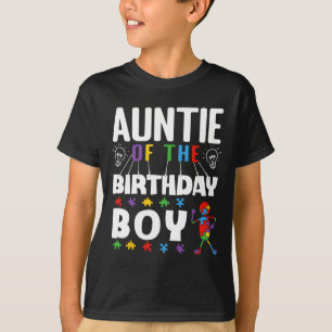 Auntie Of The Birthday Boy Autism Awareness Puzzle T-Shirt