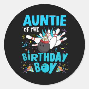 Auntie Of The Birthday Boy Bowling Bowler Family M Classic Round Sticker