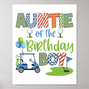 Auntie Of The Birthday Boy Golf Lover Family Match Poster
