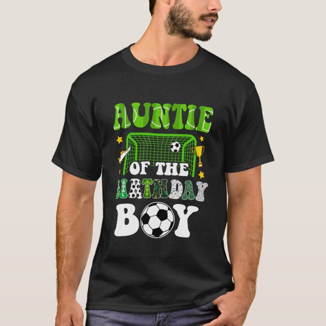 Auntie Of The Birthday Boy Soccer Family Party Mat T-Shirt (Front)