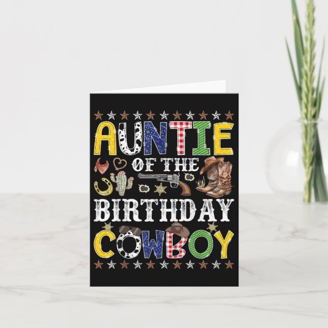 Auntie Of The Birthday Cowboy Western Rodeo Auntie Card (Front)