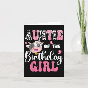 Auntie Of The Birthday Girl Farm Cow 1st Birthday Card