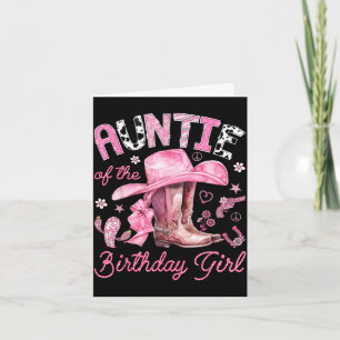 Auntie of the birthday girl pink cowgirl western card