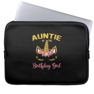 Auntie Of The Birthday Girl Unicorn Family Matchin Laptop Sleeve